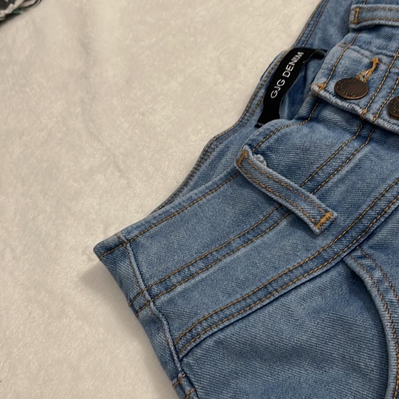 GJG | Womens Cheeky Fringe Button Fly Shorts High Waist Festival Size Medium - Picture 5 of 6